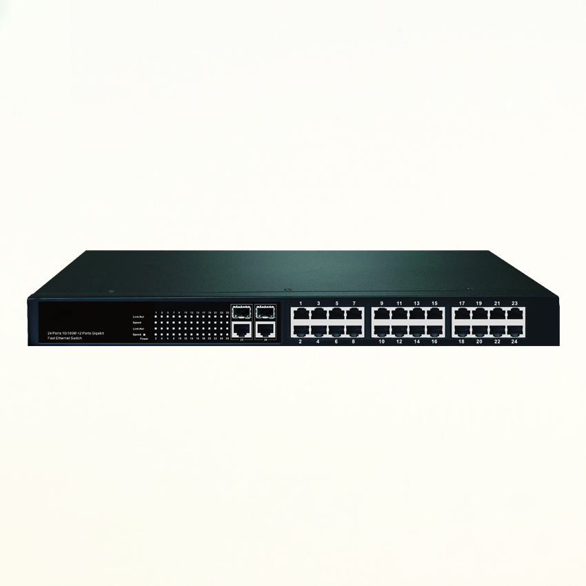 Fast Ethernet Switch 24 X10/100M 2 X 10/100/1000M  and 2 SFP Ports
